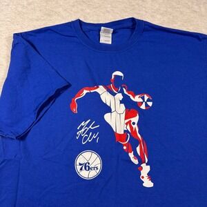 Gildan Men's XL Blue Philadelphia 76ers Basketball Heavy Cotton T-Shirt